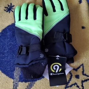 Champion Neon Green/Black Ski Gloves Size 4/7